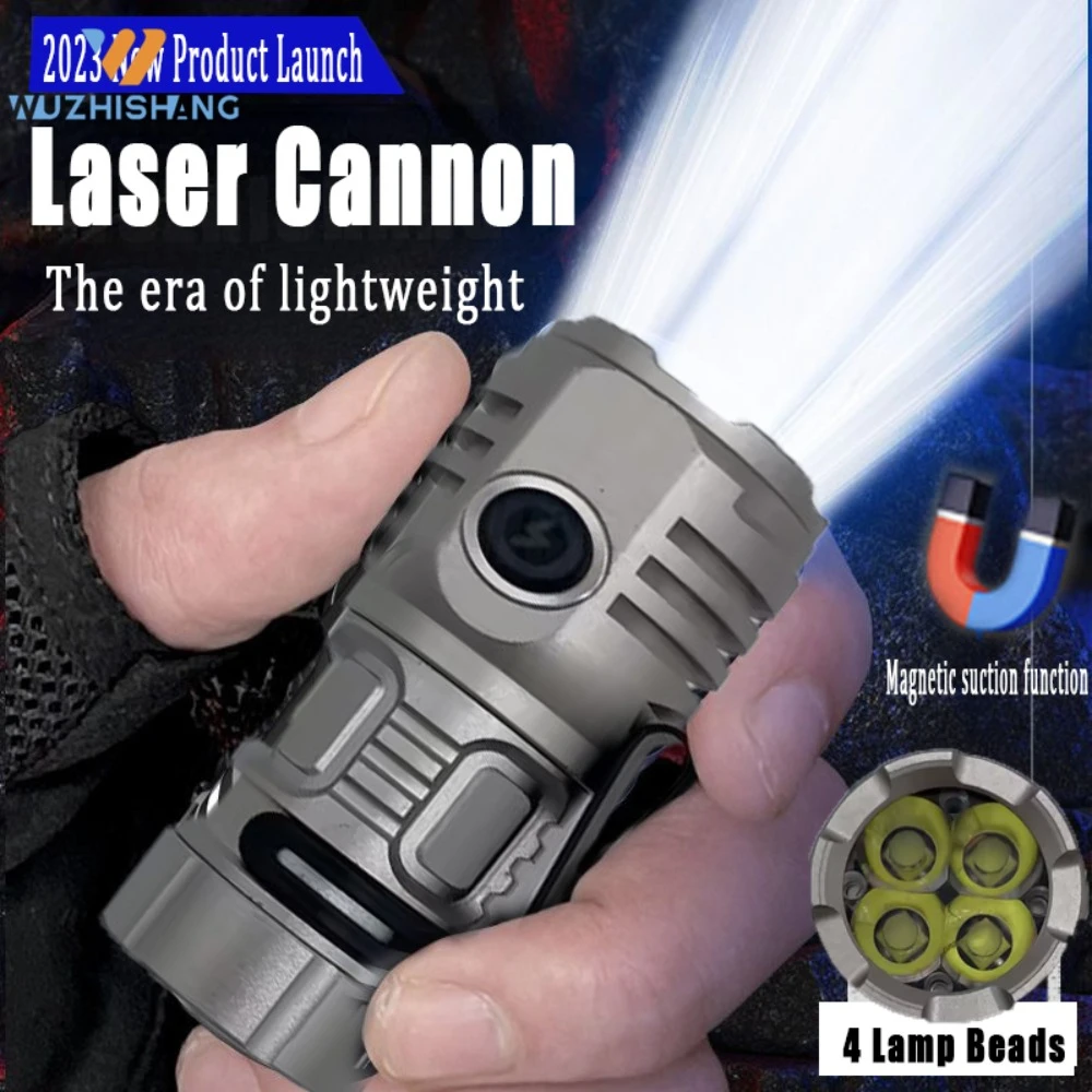 

With Power Indicator 1000LM Mini EDC 4 LED Flashlight Type-c Rechargeable Portable Emergency flashlight Camping Lantern