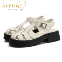 aiyuqi sandals women closed toe wear 2022 summer new buckle women roman shoes casual thick heels womens sandals