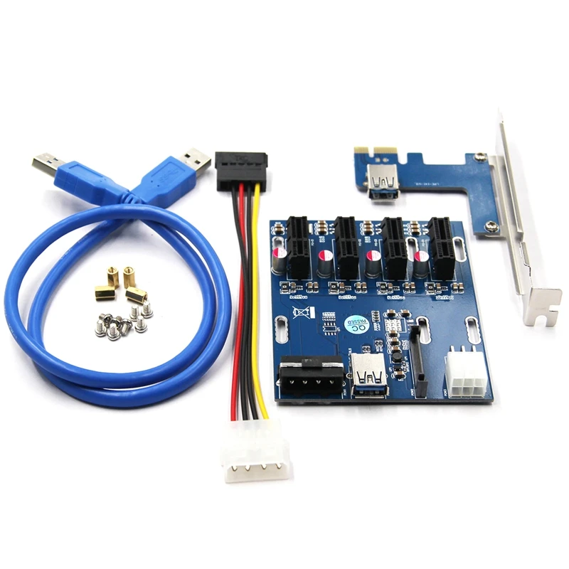 

PCIE 1 To 4 PCI Express Riser Card 1X Slot Riser Card Mini-ITX To External 4 PCIE Slot Adapter PCIE Port Multiplier Card