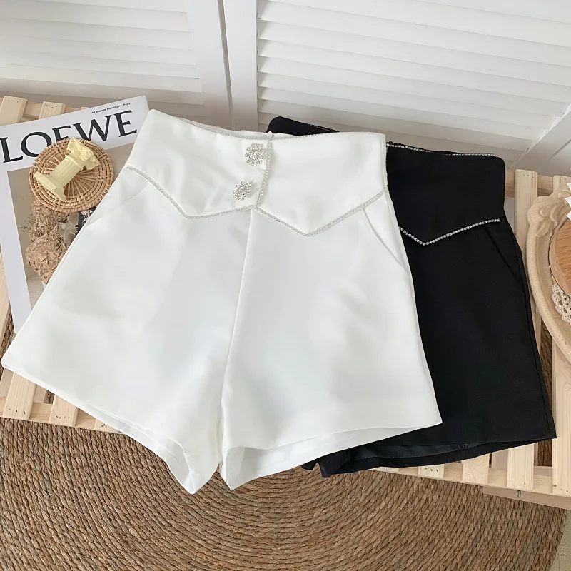 Shorts Women Summer Solid Minimalist All-match Pockets Clothing Korean Style Daily Holiday Trendy Basic Tender Leisure Design