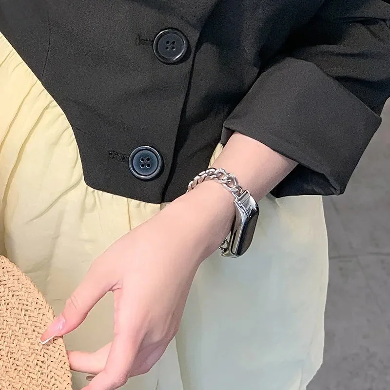 

Модный тонкий металлический ремешок для xiaomi band 7 6 5, браслет из нержавеющей стали для Mi band 5 6, сменный ремешок для часов