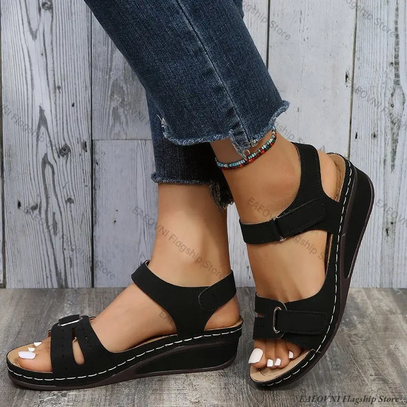 Summer Women Sandals Open Toe New Fashion Comfortable Party Sandals Woman Wedge Buckle Footwear Women's Orthopedic Sandal Female