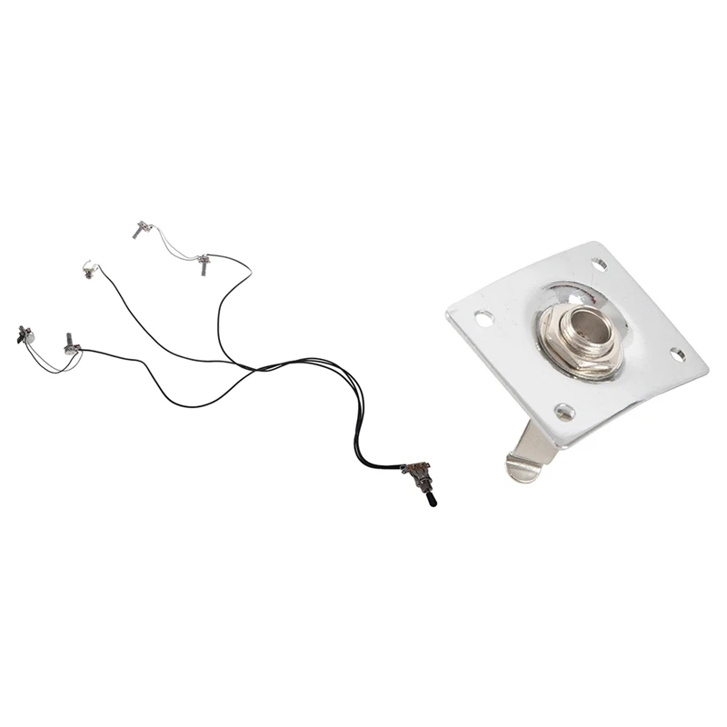 

1 Pcs Guitar Chrome Plate E-Output Socket & 1 Set Electric Guitar Parts Wiring Harness