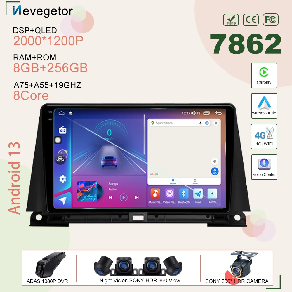 

Car Android 13 For Lexus NX200 Z10 NX 200 2014 - 2020 Auto Multimedia Player GPS Navigation No 2din DVD CPU QLED Screen Dash Cam