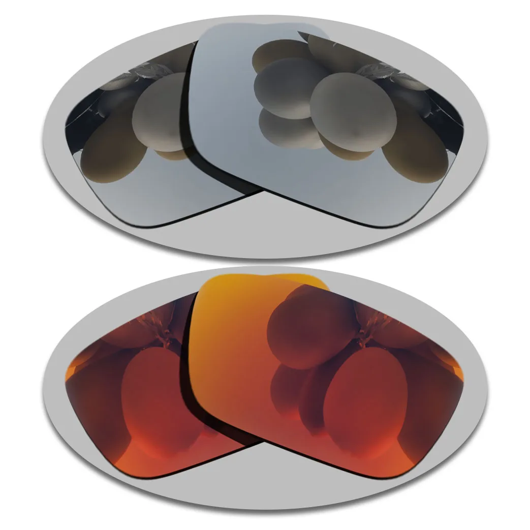 Серебряные и огненно-красные линзы для поляризованных солнцезащитных очков Oakley