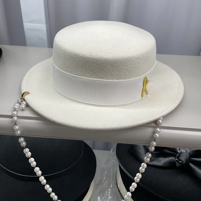 

Прямая поставка, Зимняя шерстяная фетровая цепочка с надписью и жемчугом, модель 202208-WM для женщин, женская фетровая драпировка