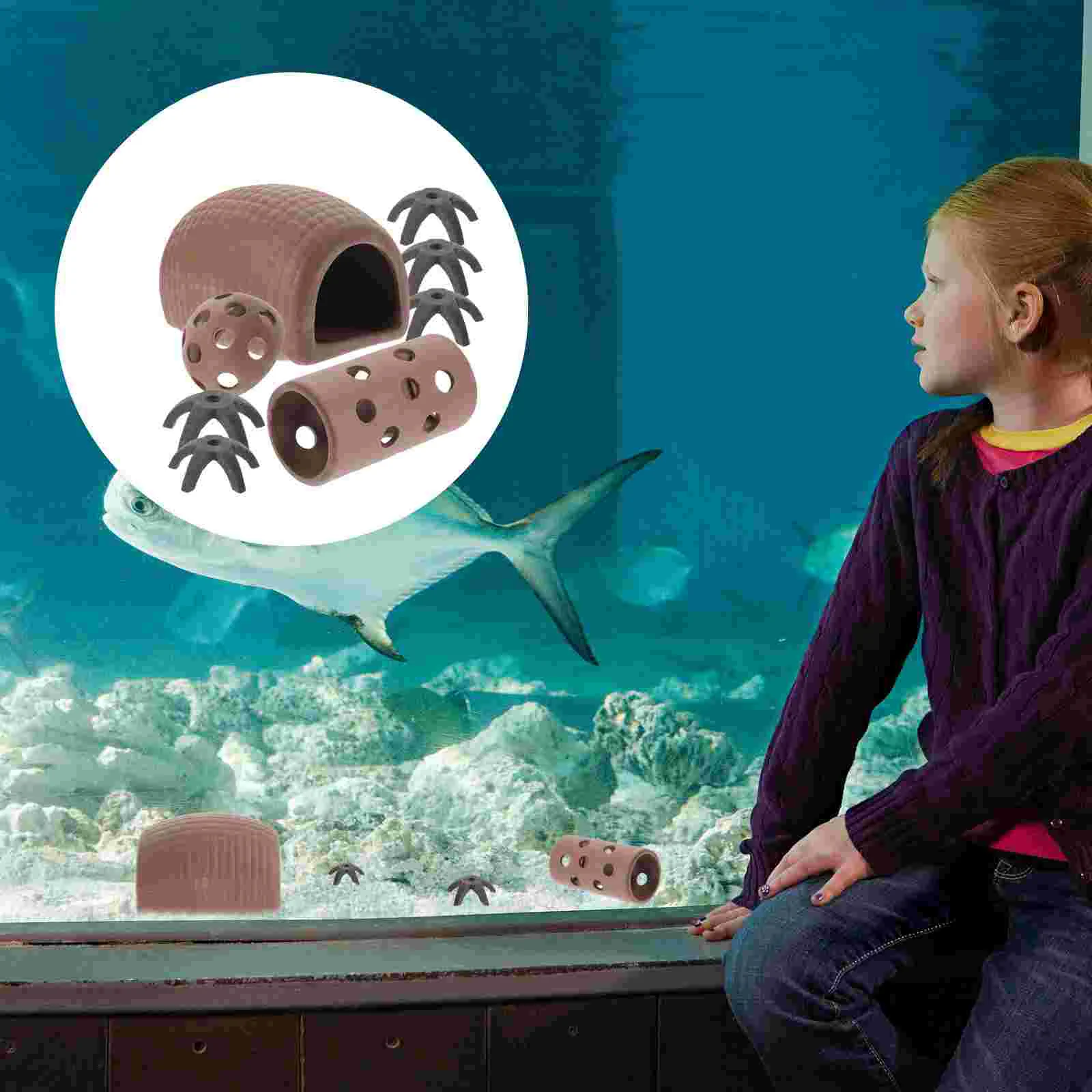 

9 Pcs Fish Shrimp Hideout House Caves Aquarium Tank Supplies Landscaping Ornaments Safe Decorative Decoration Wear-resistant