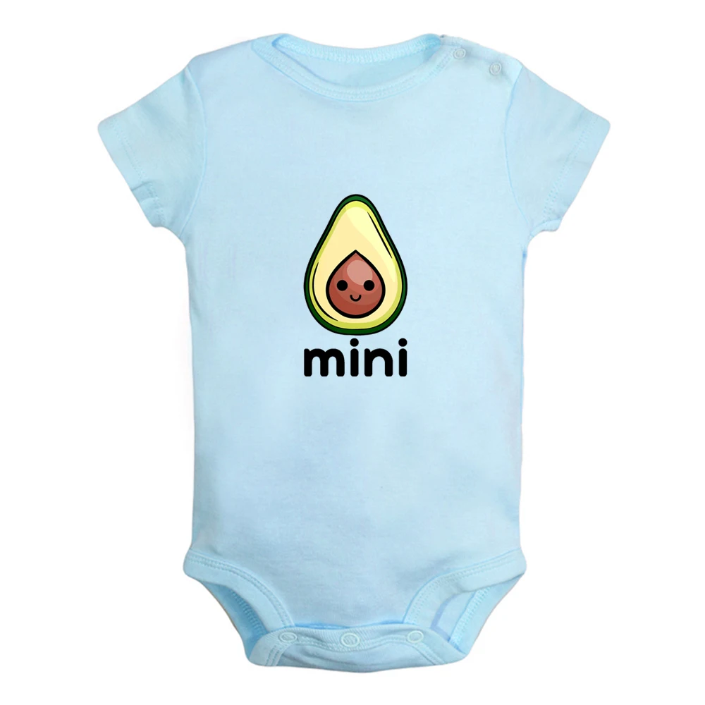 

iDzn New Mini Avocado Fun Graphic Baby Bodysuit Cute Boys Girls Rompers Infant Short Sleeves Jumpsuit Newborn Soft Clothes