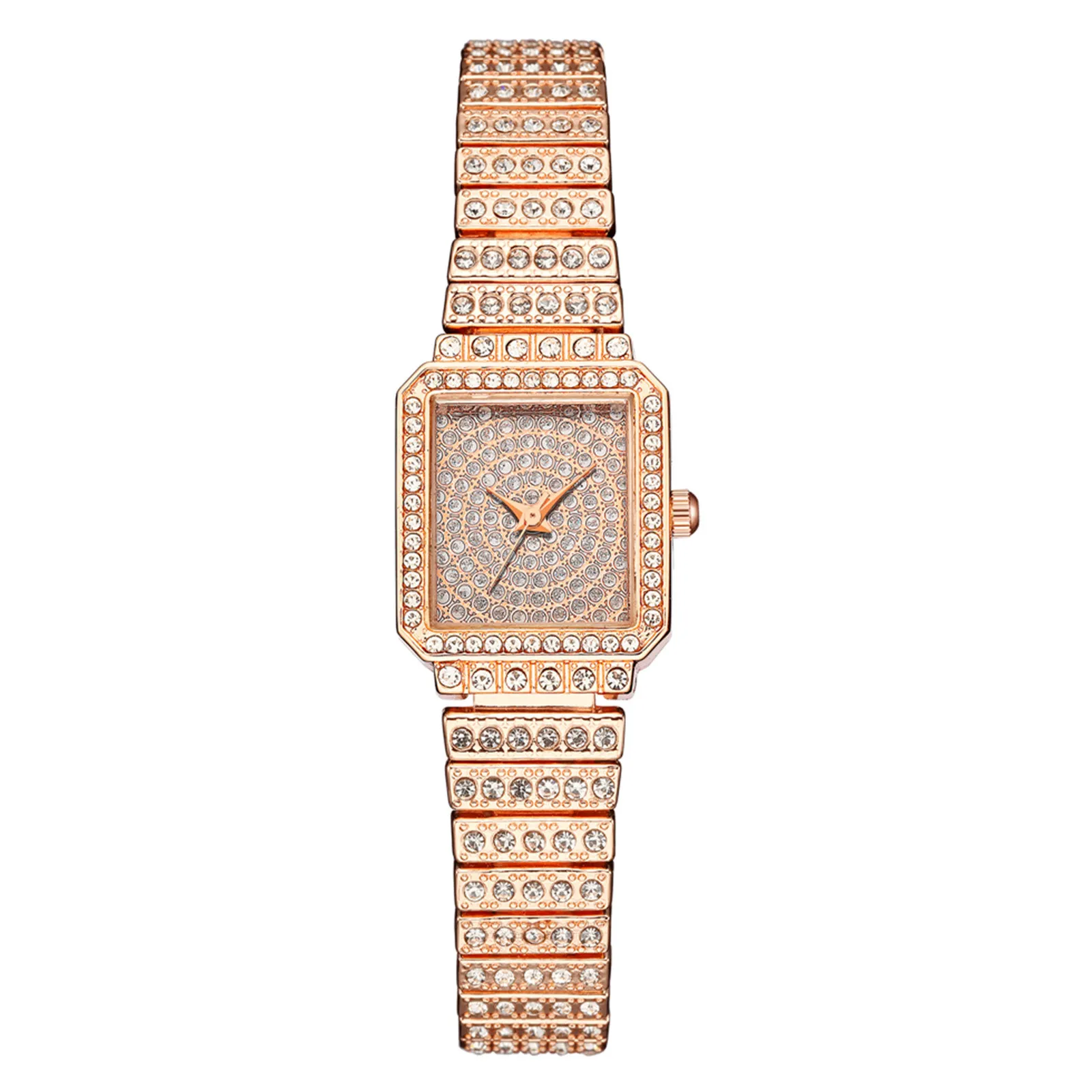 

Women's Casual Quartz Alloy Strap Watch Quadrilateral Full Diamond Dial Women Watch Alloy Dress White Leather Watch Band Watch