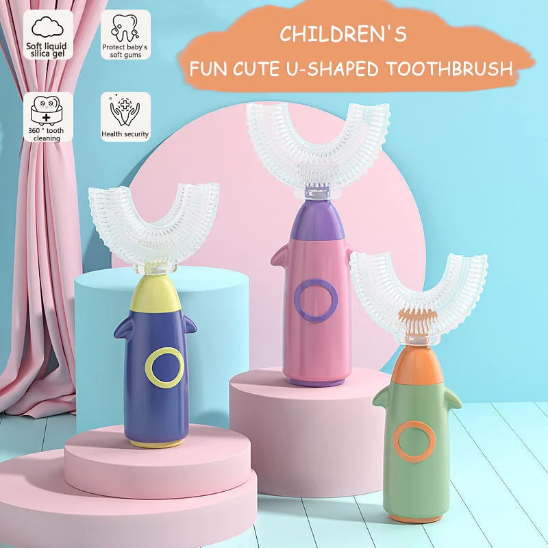 

Manual U Shaped Toothbrush Soft Silicone Brush Head 360° Oral Teeth Cleaning for Toddlers Kids B99