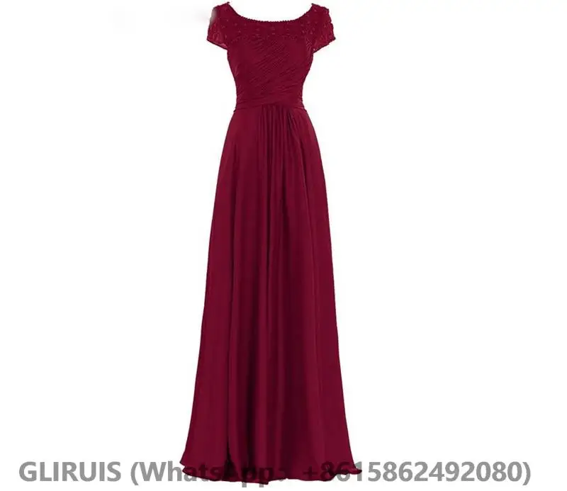 

Шифоновые вечерние платья с вырезом-лодочкой и бусинами