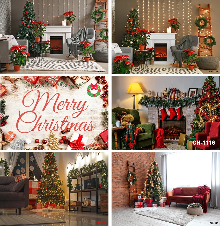 

Christmas Toy Store Background Xmas Tree Fireplace Backdrop Christmas Decoration Child Portrait Studio Photographic Prop Banner