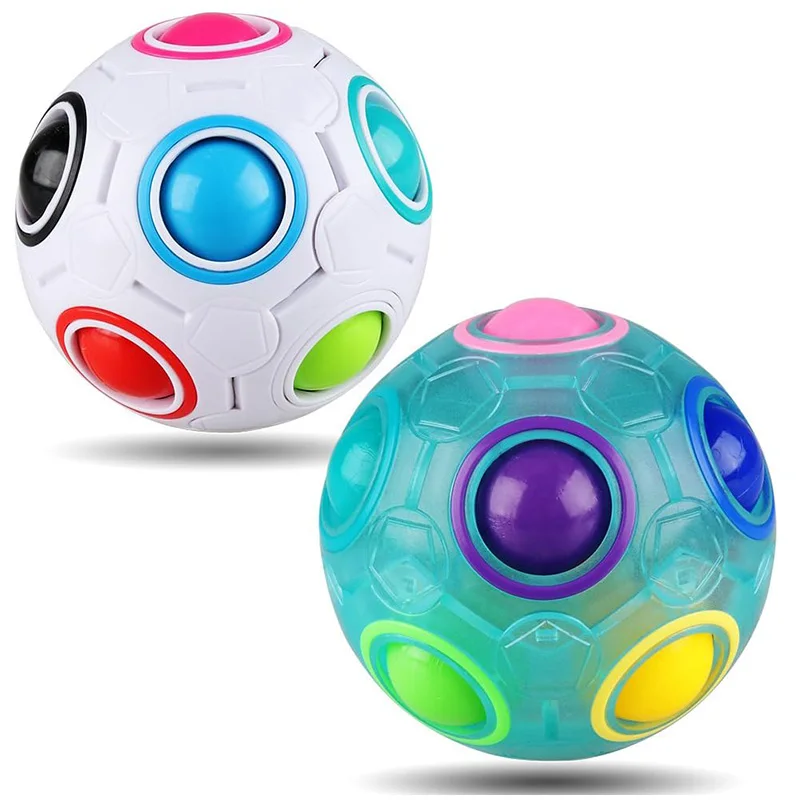 Rainbow Puzzle Ball Pack with Pouch Color-Matching Game Fidget Toy Stress Reliever Magic Ball Brain Teaser for Kids and Adults