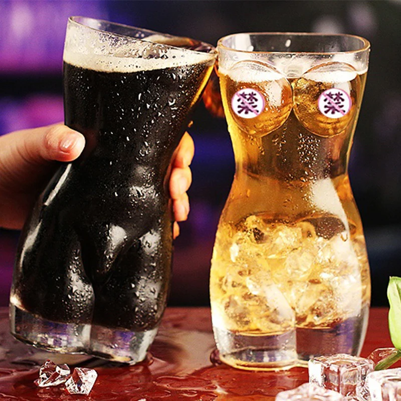 

3D Body Shape Glass Cup Sexy Lady Men Durable Double Wall Whiskey Glasses Wine Shot Creative Body Shape Cup Big Chest Beer Cup