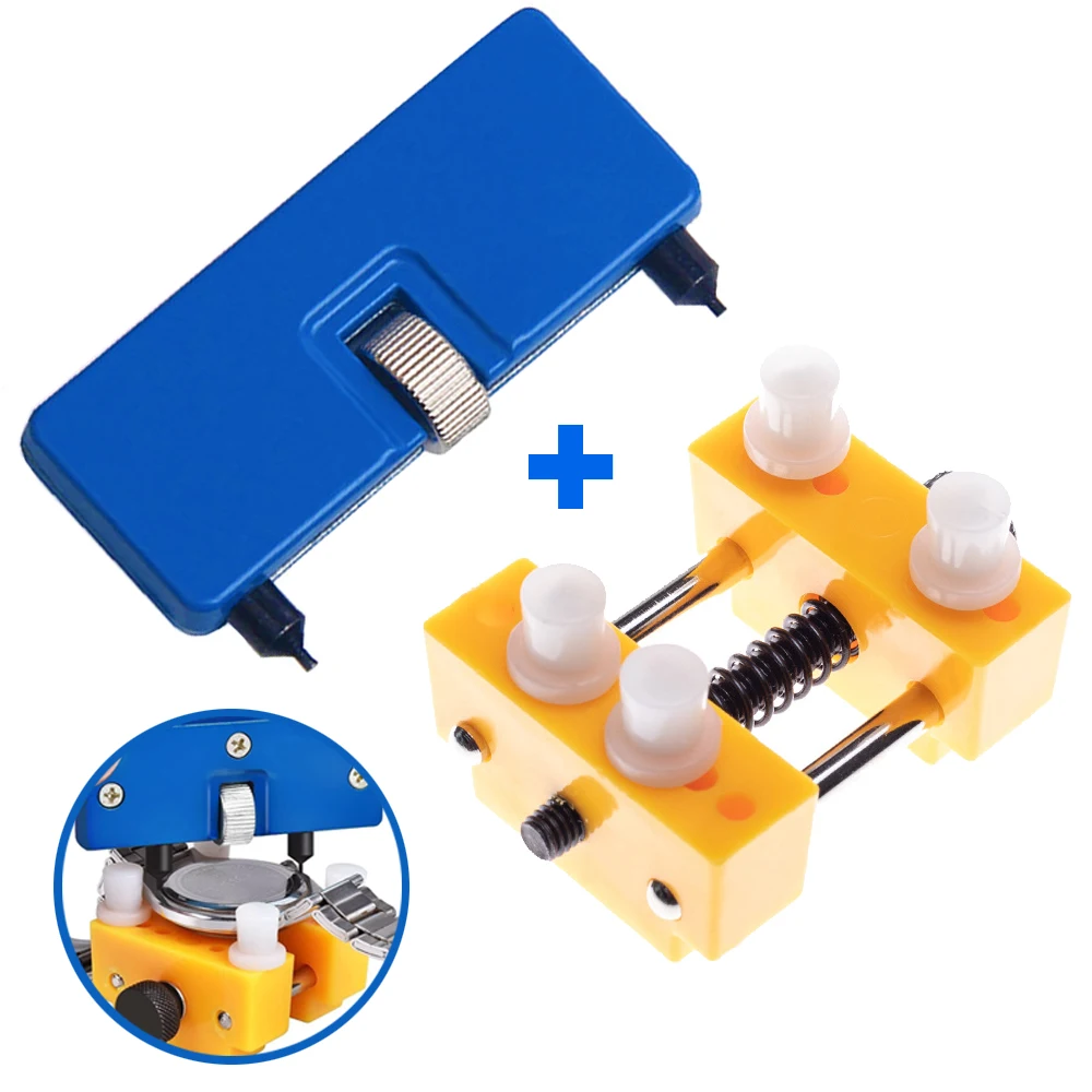

2pcs Watch Tool Back Case Opener & Watchmovement Holder Adjustable Backcase Remover Opener For Repair Battery Replace Tools