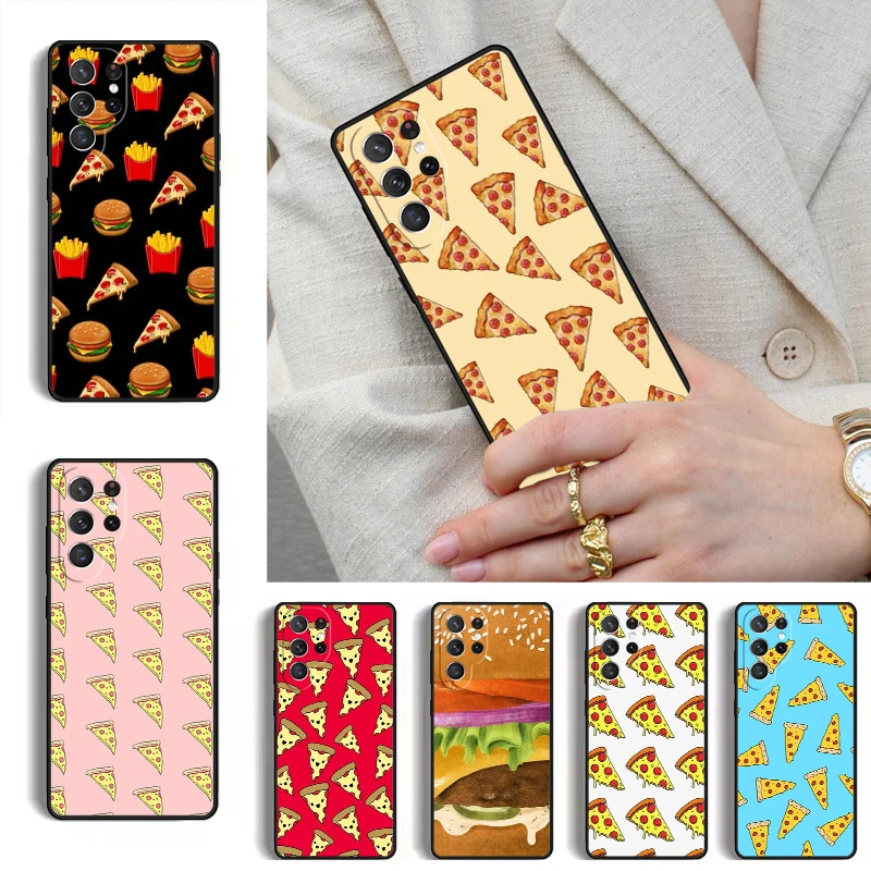 Фото Чехол-бампер для Samsung Galaxy S26 S25 Ultra S24 S23 S22 S21 Plus Note 10 с дизайном «Фри, бургер, пицца» №1