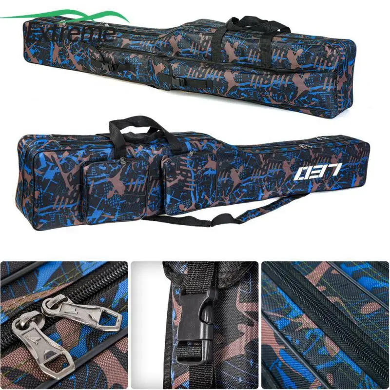 

Collapsible Oxford Cloth Fishing Rod Bag Double Layer Knife Shaped Big Belly Fishing Gear Pouch Zipped Case Fishing Tackle Bags