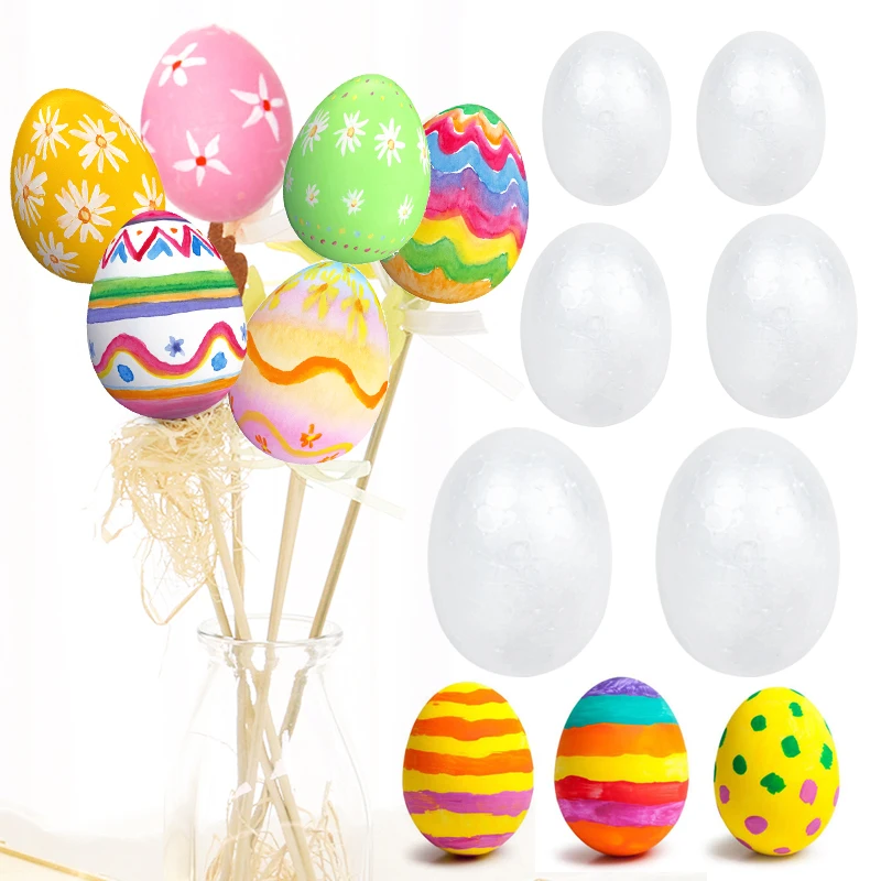 20pcs 3.5-9cm Painting Easter Foam Egg White Polystyrene Styrofoam Ball For Home Happy Eatser Party Decor DIY Kids Gift |