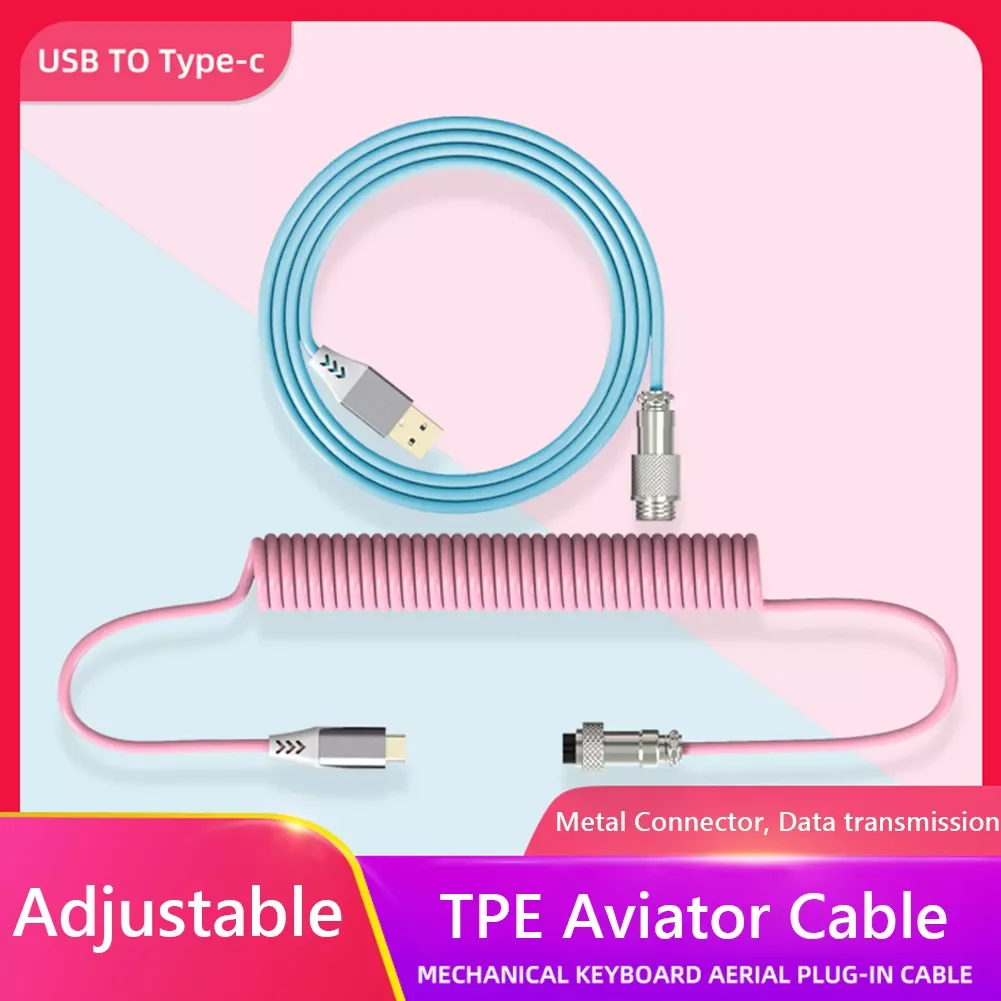 

Оригинальный USB-кабель типа C, механическая клавиатура, спиральный 1,8 м, персонализированный игровой спиральный Авиатор, кабель для передачи...