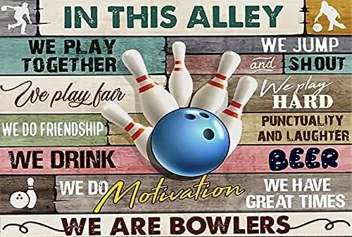 

vintage Sport Tin Sign Wall Art Decor In This Alley We Play Together Bowling Sports Bar Club Retro Vintage Metal Sign posters