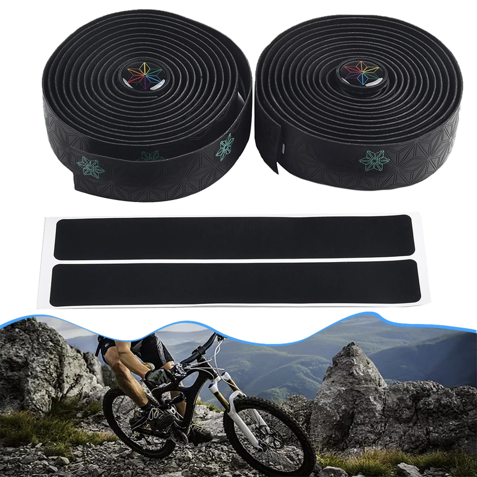

Premium PU Handlebar Tape Set 2pcs Bar End Plugs Finishing Tapes PU Bike Accessories Black/Red/Blue/Pink/Green/White