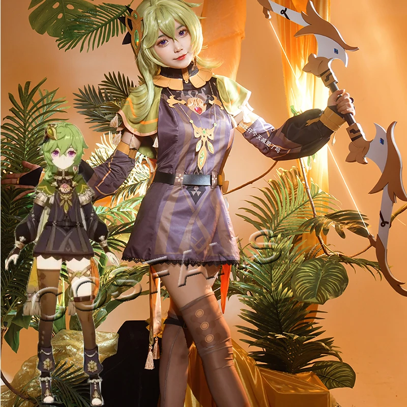 

Collei Genshin Impact Cosplay Costume Dress Collei Wig Genshin impact Cosplay Full Set Halloween cosplay costume props women men