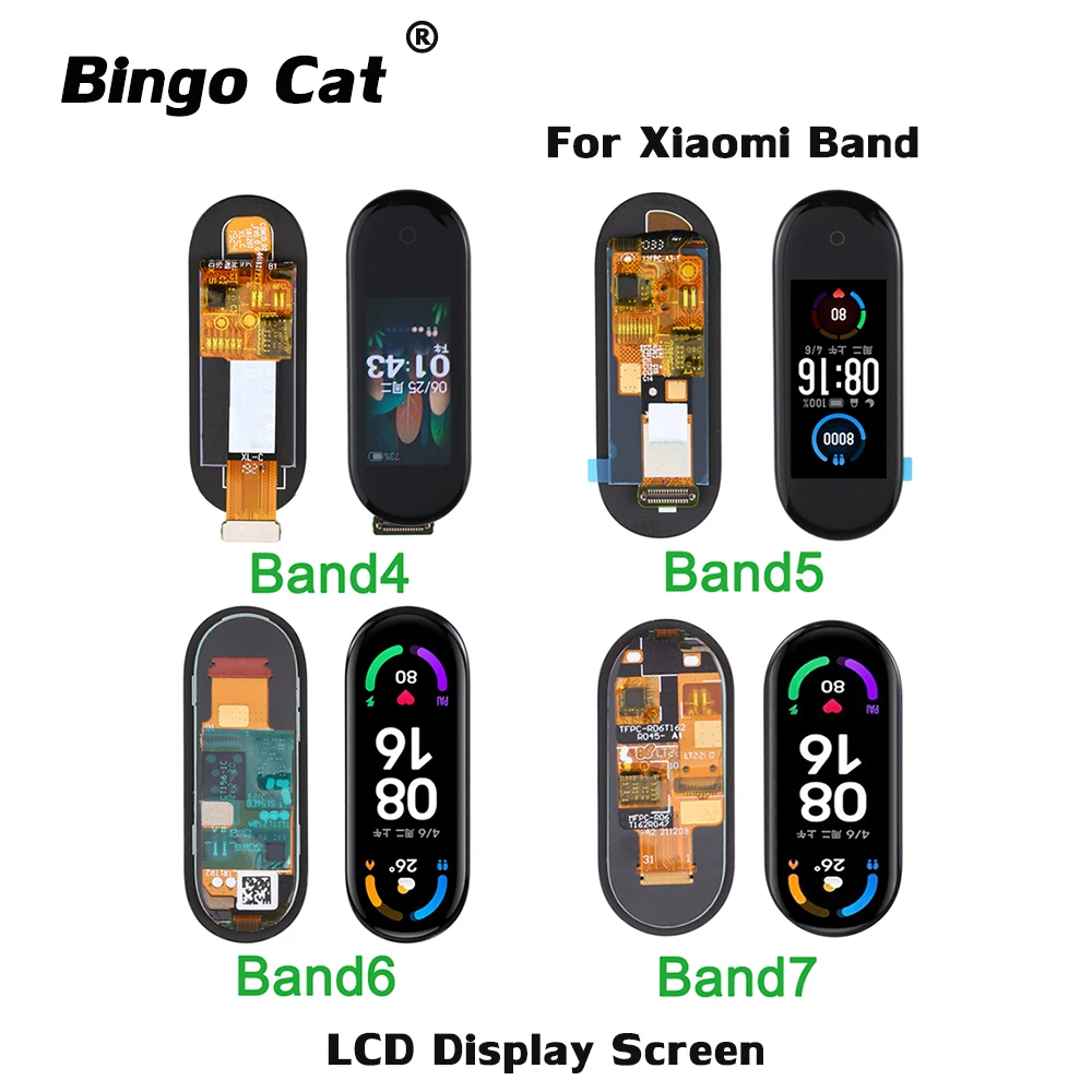 

Original AMOLED For Xiaomi Mi Band 4 5 6 7 LCD Display Screen Touch Digitizer For Xiaomi Band Smart Watch 5.0 Wristband Bracelet