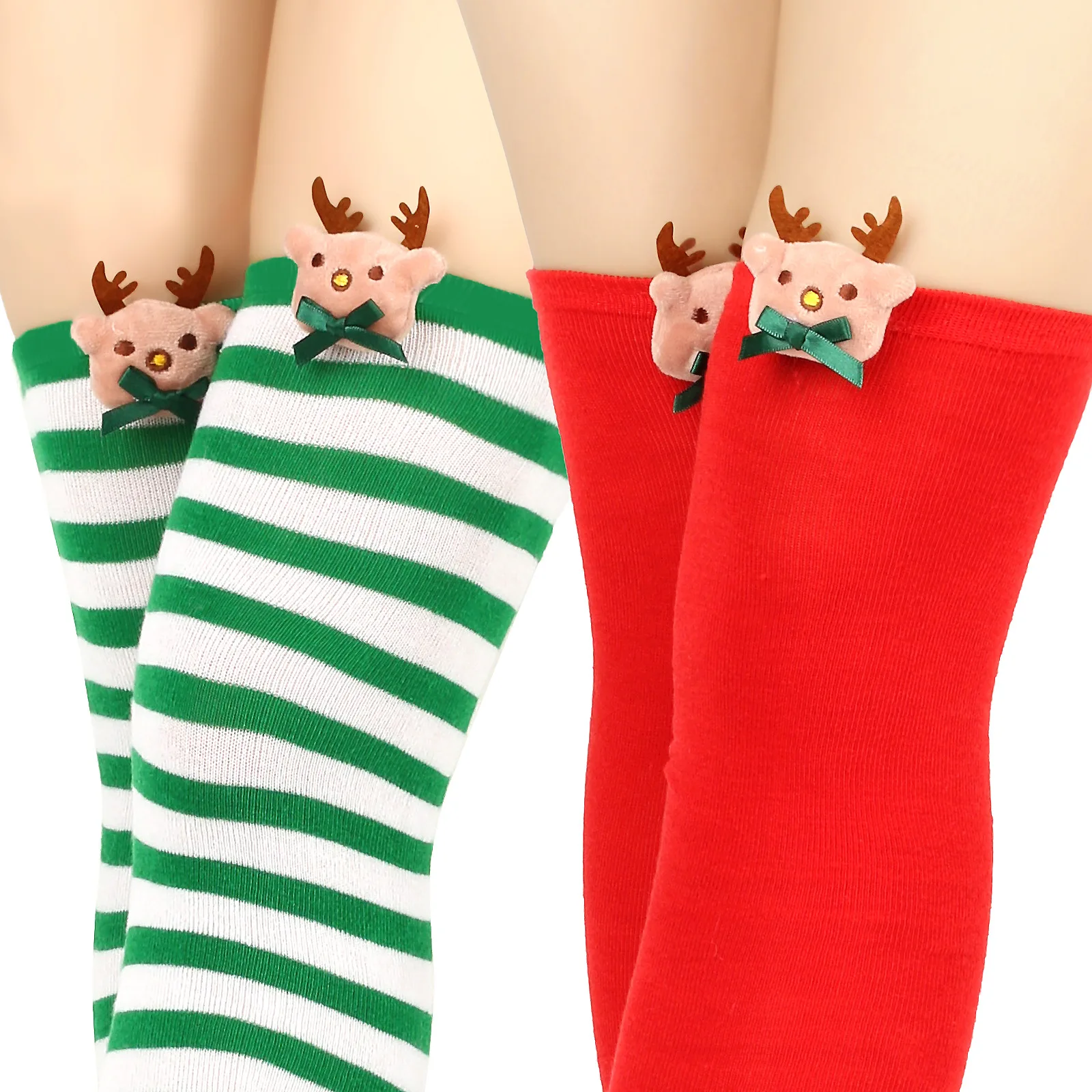 5pairs/lot! New Fashion Christmas Stockings Deer Decor Striped Stockings Wholesale
