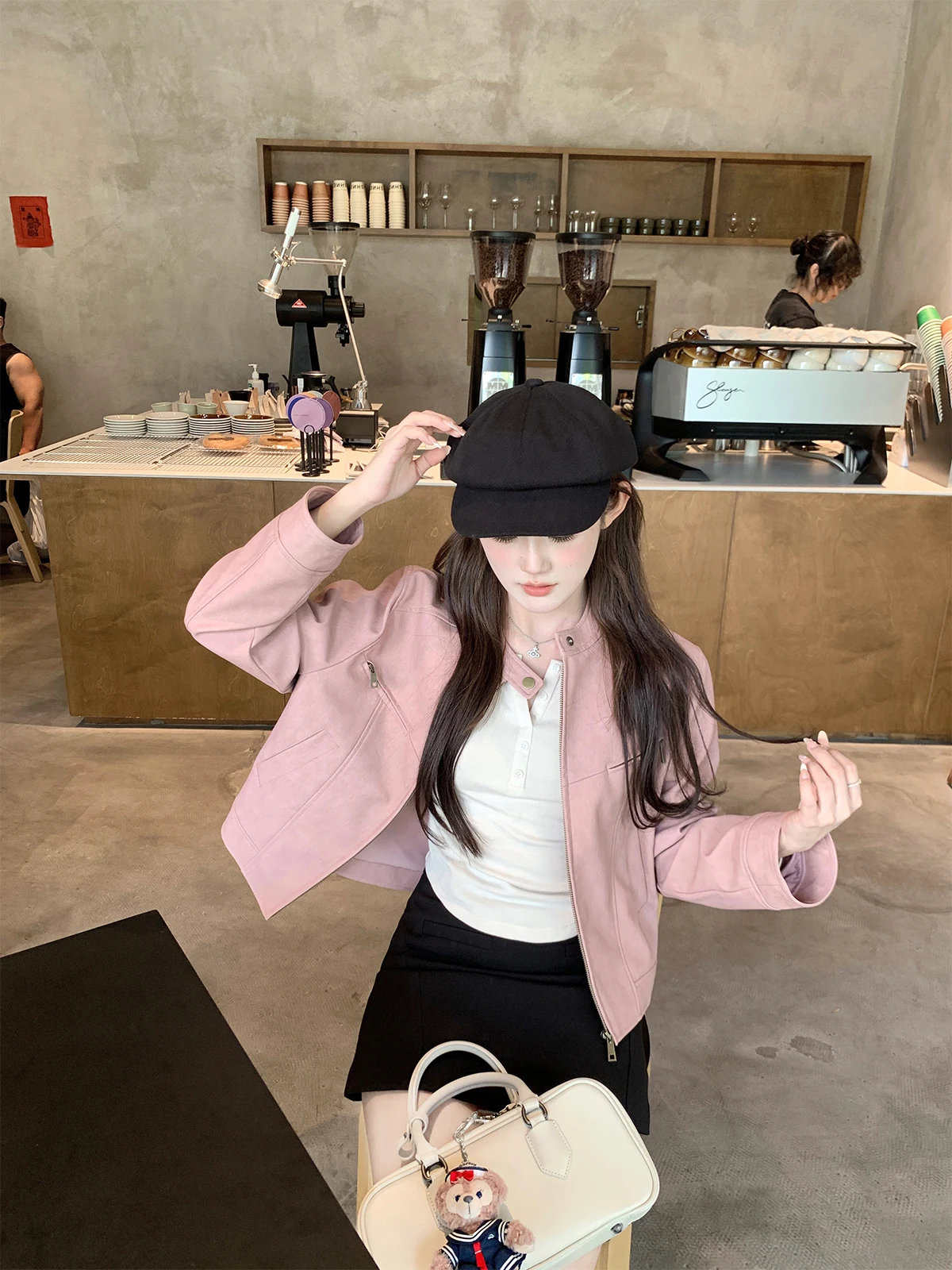 Zhenzhen's Home Шикарная и милая мотоциклетная одежда Модная ленивая свободная