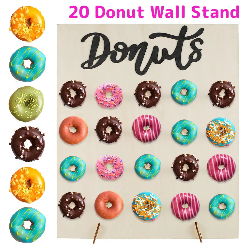 

Donut Wall Display Stand, Wooden Donut Stand Display,Reusable Dessert Table Donuts Rack for Wedding Birthday Christmas New Year