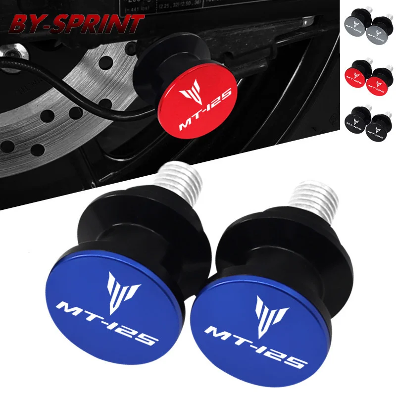 

Motorcycle CNC Swing arm Spools Stand Screws Cover Swingarm Protect 6MM & LOGO For Yamaha MT-125 MT125 mt125 2015-2021 2020 2019