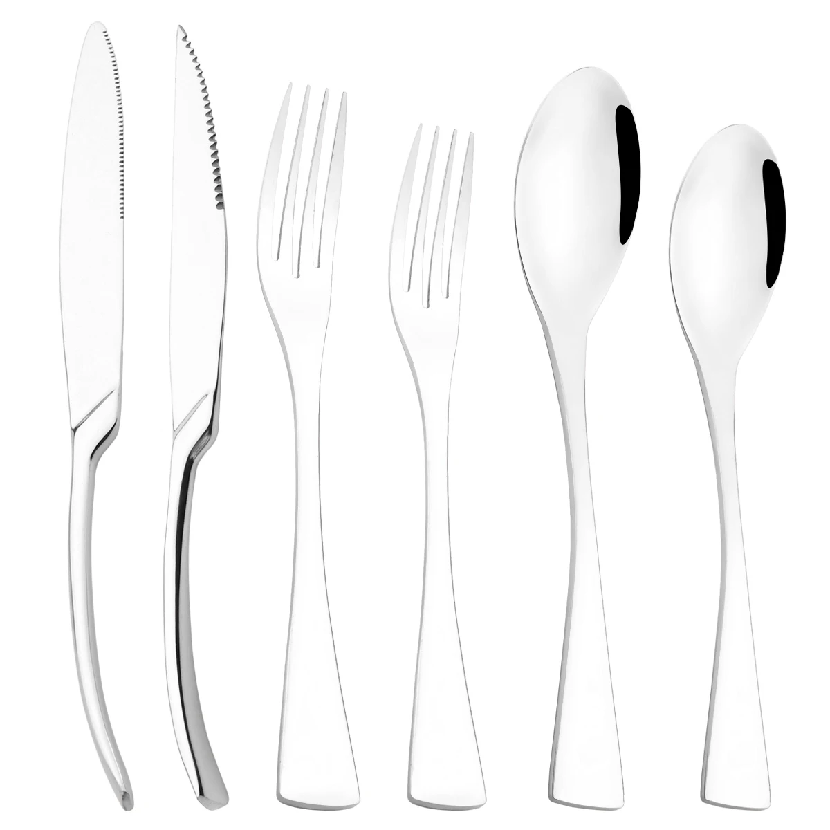 

6Pcs Cutlery Set Stainless Steel Tableware Set Steak Knife Fork Dessert Spoon Dinnerware Western Kitchen Flatware Silverware Set