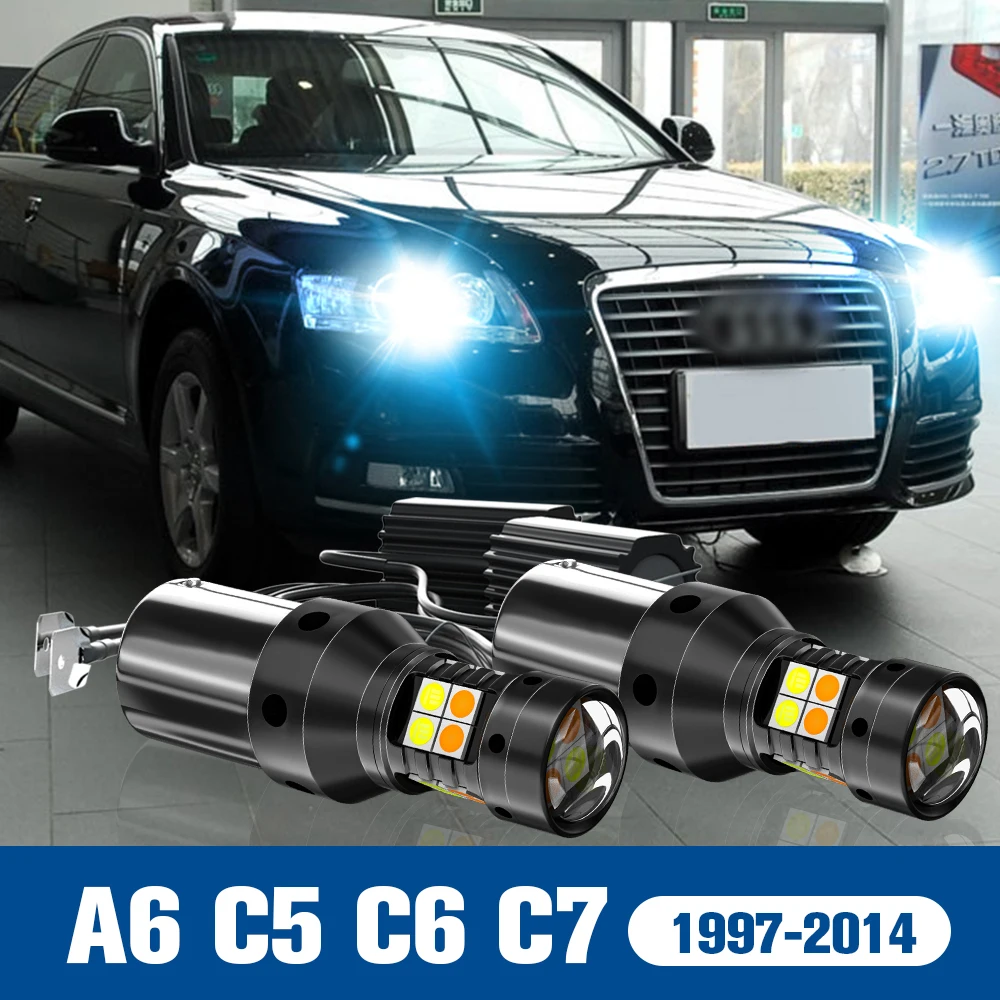 

2pcs LED Dual Mode Turn Signal+Daytime Running Light DRL Accessories Canbus For Audi A6 C5 C6 C7 1997-2014 2005 2006 2009 2010
