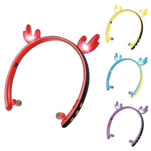 Children's Cartoon Luminous Deer Ear Wireless Bluetooth Headset, Foldable In-Ear Bluetooth Headset