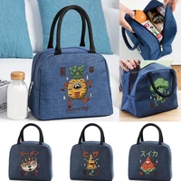 portable lunch bag for women insulated canvas cooler bag thermal food tote for work picnic lunch bags girl cute monster pattern
