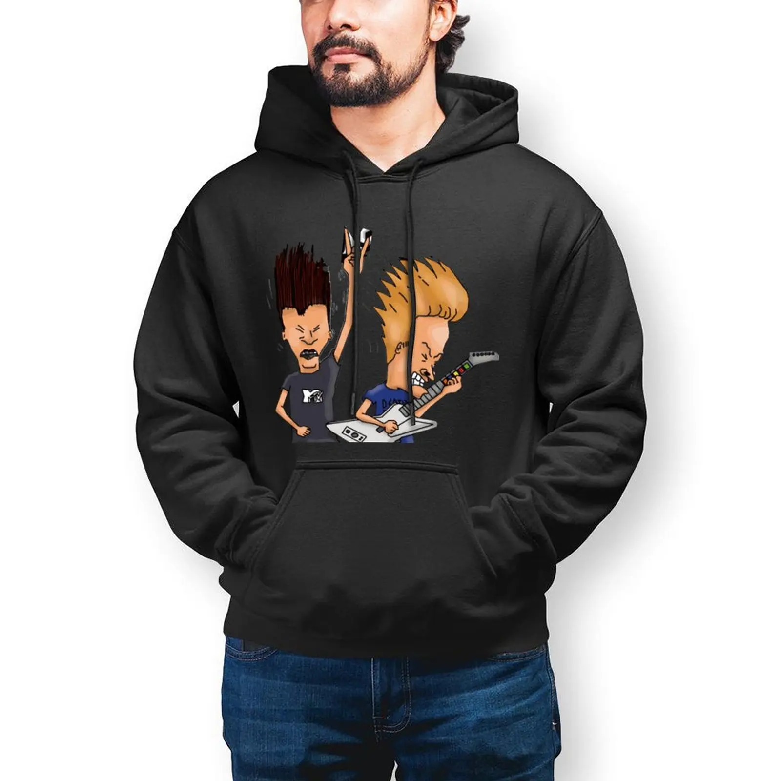

Мужская толстовка с капюшоном Beavis, осенняя уличная одежда, рубашка с капюшоном и графическим принтом в стиле Харадзюку, пуловер оверсайз