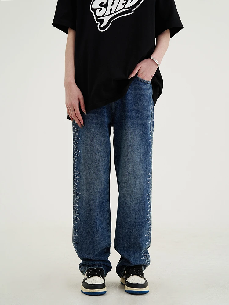 Y2K Men's Loose Embroidered Jeans Women's Hip-hop Style Street Clothing Jeans Men Clothing Pants