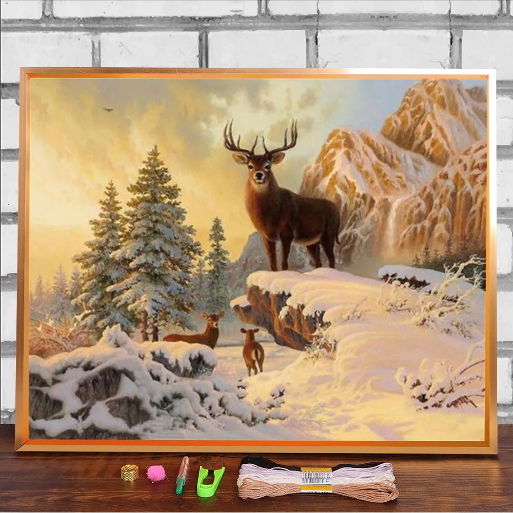 

Водорастворимый холст с принтом животных est Deer 11CT вышивка крестиком DIY Вышивка узоры DMC нитки картина разные