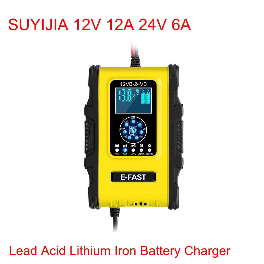 

Original 14.6V Lithium Battery Charger 12V 12A 24V 6A Segment Smart Charger Lead-acid Battery Charger 7 Stages