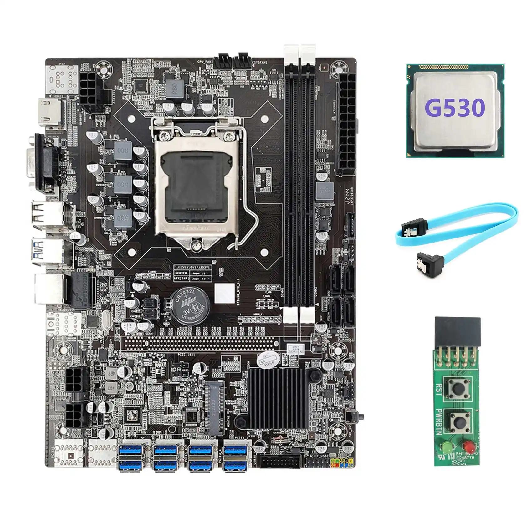 

B75 USB ETH Mining Motherboard 8XUSB3.0+G530 CPU+Switch Board+SATA Cable LGA1155 DDR3 B75 USB BTC Miner Motherboard