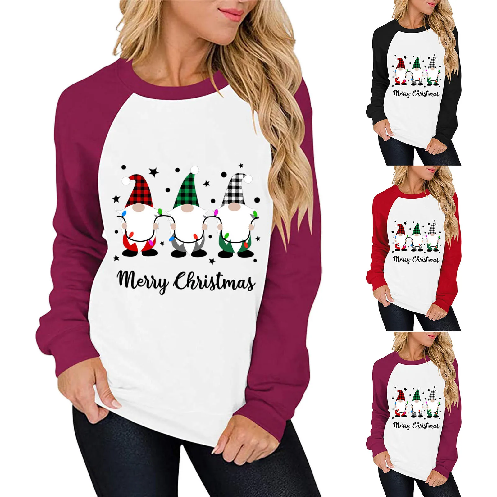 

Женская рождественская Толстовка с длинным рукавом, с круглым вырезом