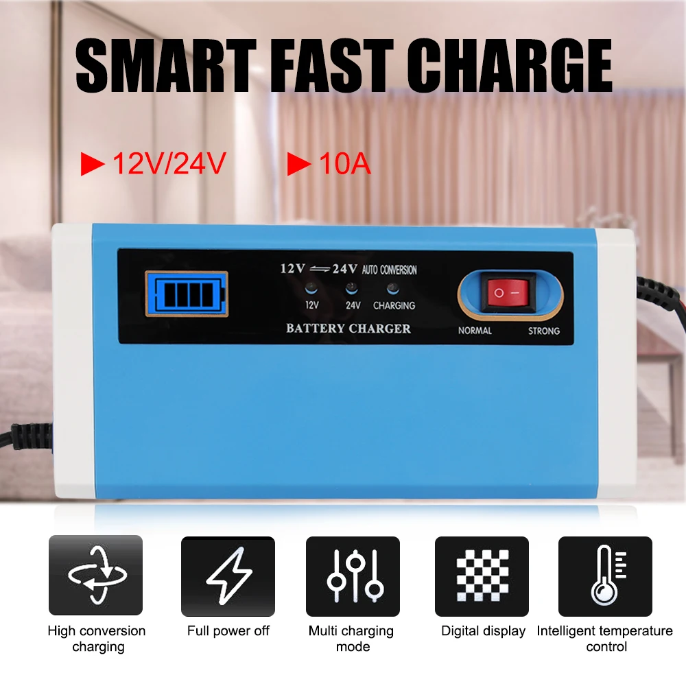 

Зарядное устройство 24 в 12 В для свинцово-кислотной батареи 60-120 Ач, адаптер для ЕС и США, Аксессуары для мотоцикла, грузовика, электрического ...