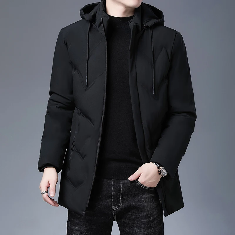 Top Quality New Brand Hooded Casual Fashion Long Thicken Outwear Parkas Jacket Men Winter Windbreaker Coats Men Clothing
