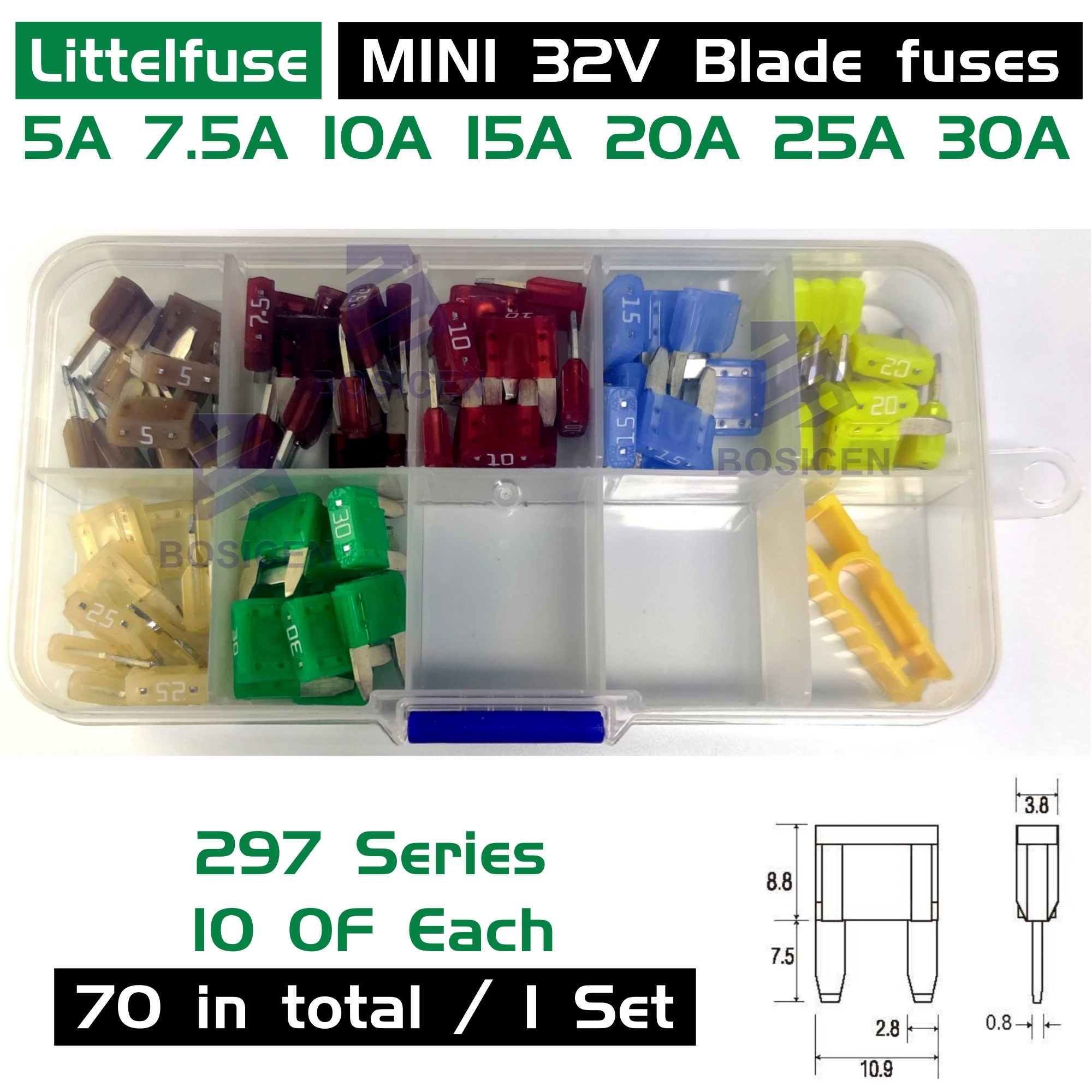 

Littelfuse LF 32V мини-предохранители набор 70 шт.