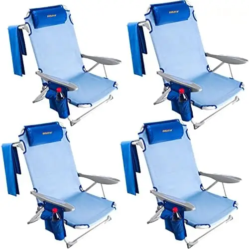 

Folding Beach Chair Lightweight Camping Chair Lawn Chairs for Concerts Lay Flat Beach Chairs Recliner Backpack Outdoor Chairs wi