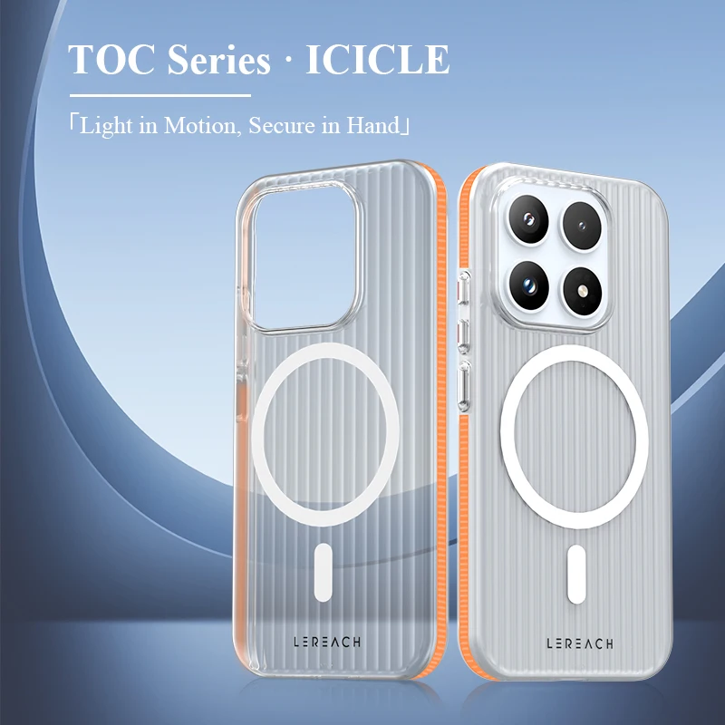 Фото Магнитный чехол LeReach для Xiaomi 17 5G TOC ICICLE с 3D-противоскользящими боковыми захватами, матовой отделкой на уровне микрон и защитой задней панели Magsafe №3