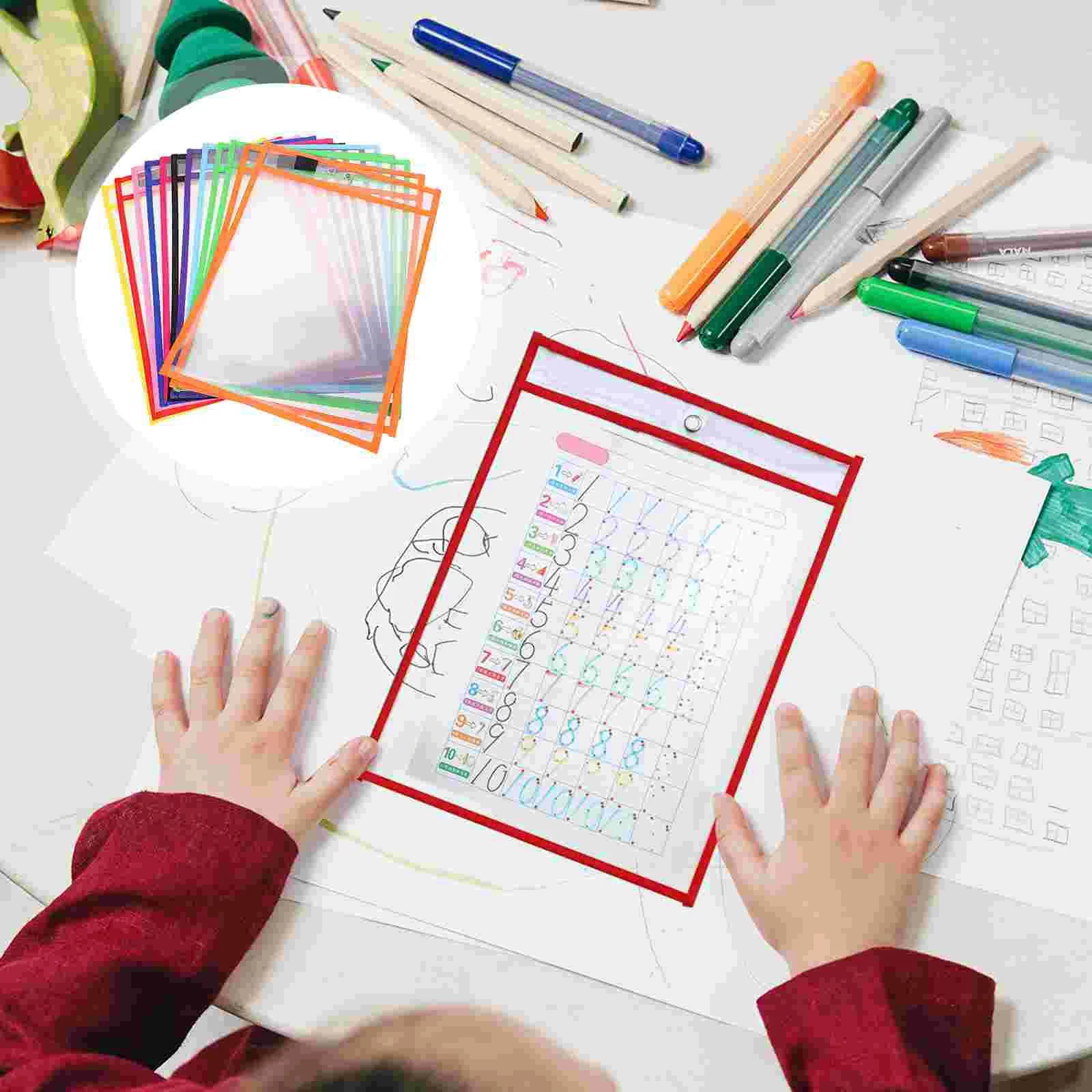 

12 шт., многоразовые карманы для ручек с маркером