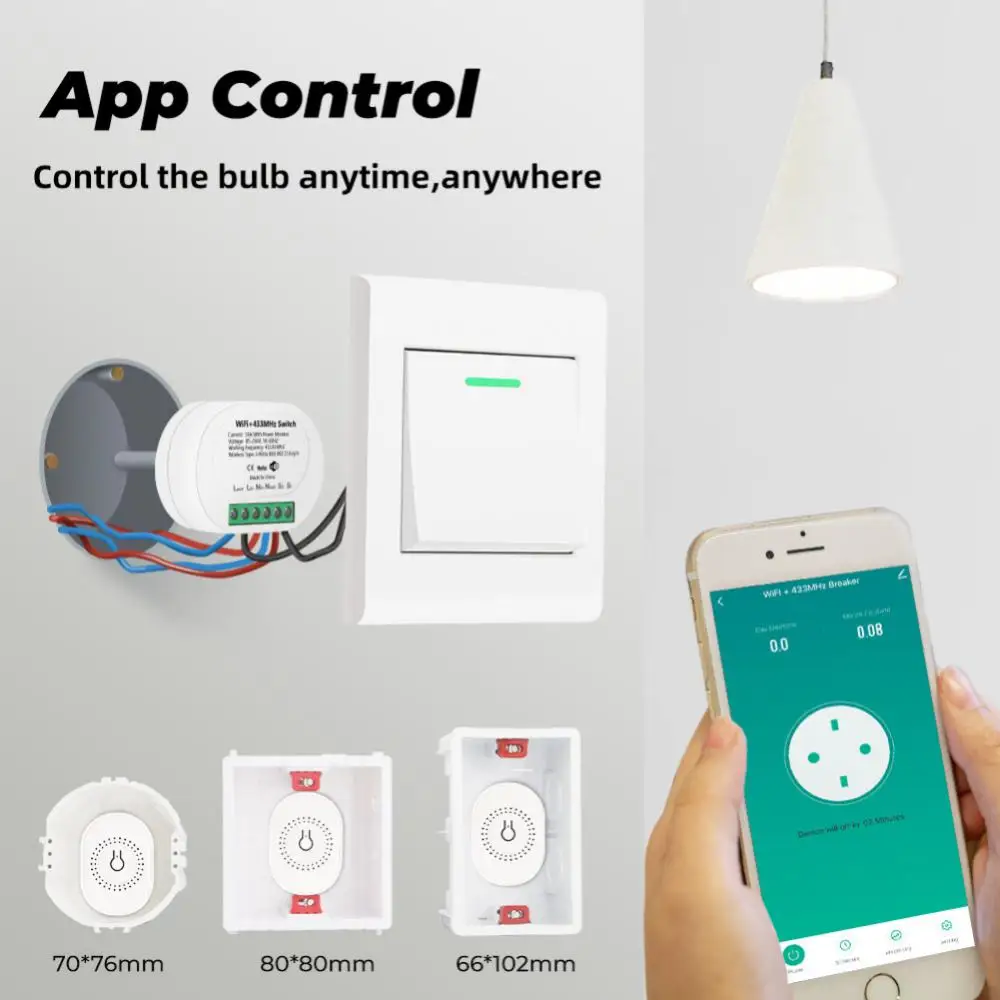 

16A Mini Smart Wifi+RF433 DIY Switch ,Universal Breaker 2 Way Control Power Monitor Works With Alexa Google Home Smart Life App