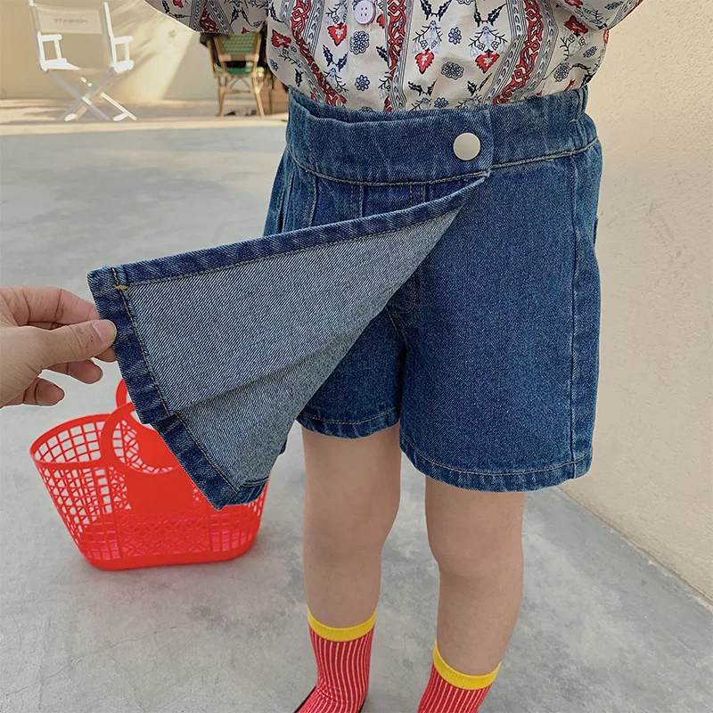 

Girls' Denim Skirt Pants Summer New Children's Korean Pleated Shorts Foreign Pants Tide