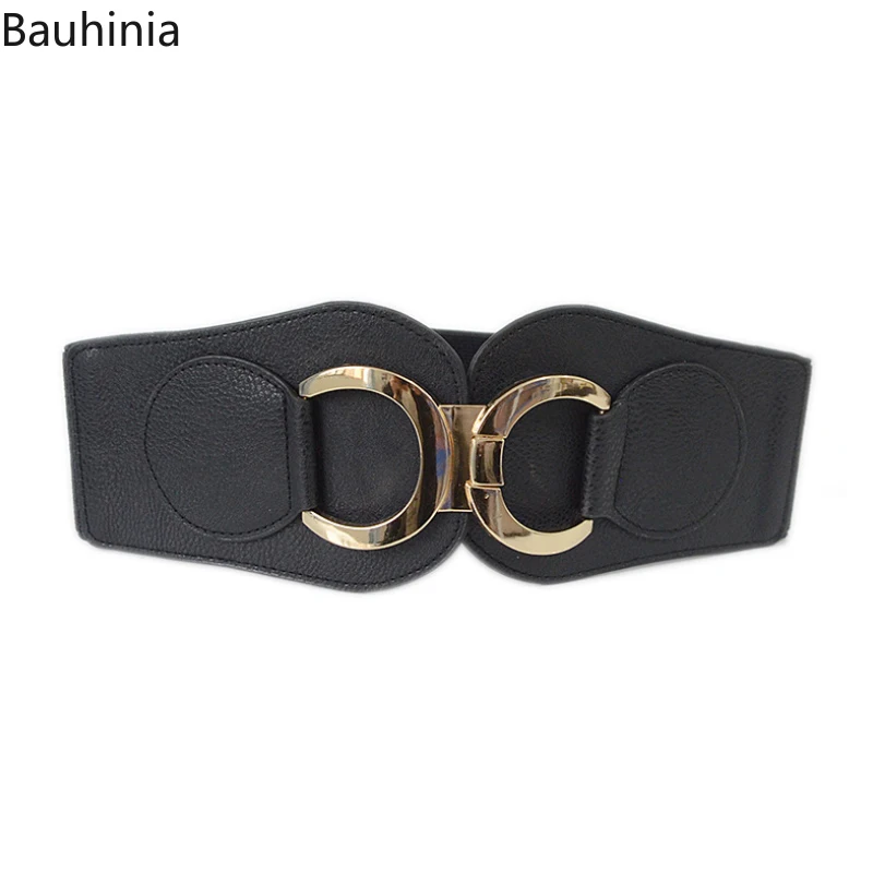 Bauhinia Newest Fashion Black Design Woman Wide Belt 65-85cm Wear-resistant Casual Elastic Cummerbunds